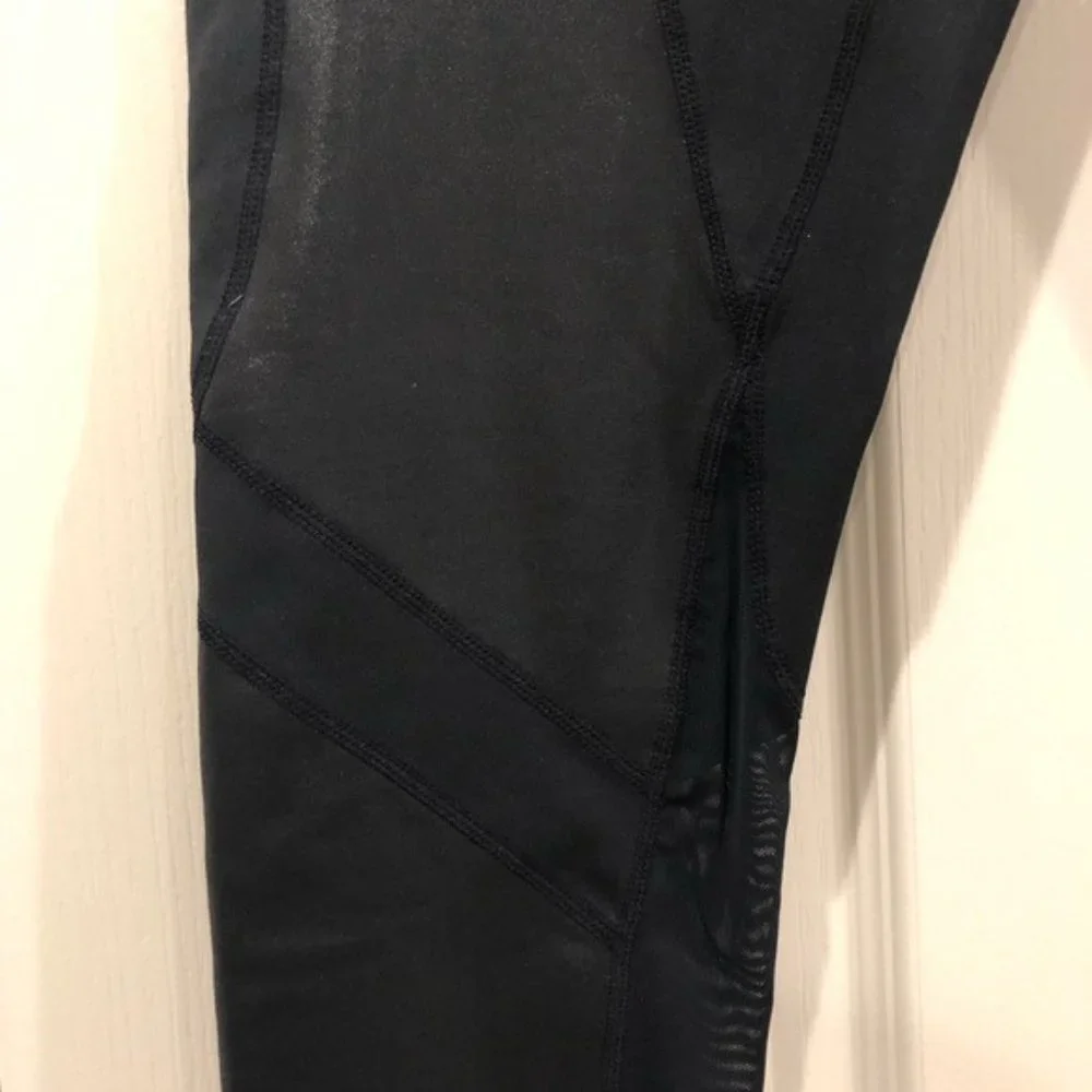 Zella Lived In Panel Coated Leggings Black Mesh Large - Picture 10 of 16